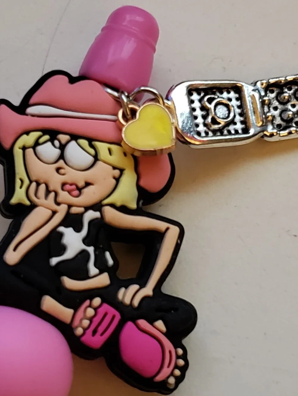 Handmade Rhinestone Lizzie Mcguire Beaded Silicone Focal Bead Pen